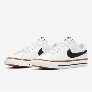 Nike Youth White and Black Court‎ Sneakers Big Kids